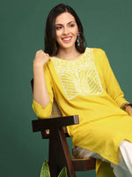 Women Yellow Solid Straight Kurta-NJ-3756225-Yellow