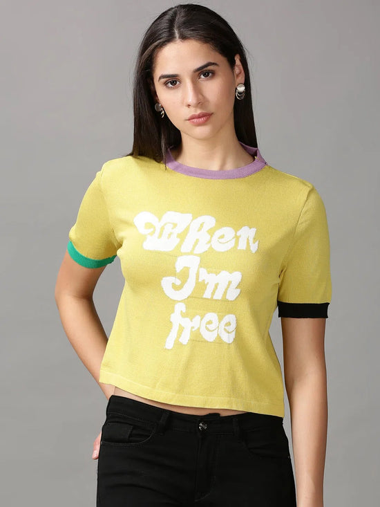 Women's Mustard Solid Top-RY-5170-Mustard