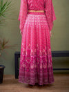 Women Pink Floral Anarkali Skirt-SHSKR30426XS