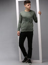 Men Green Solid Sweatshirt-SCAW-37-Green