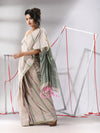 Ecru Cotton Saree With Stripes Design-MA55CT06530013