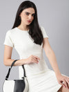 Women White Solid Bodycon Dress-AE-506-White