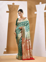 Teal Silk Banarasi Saree With Zari Woven Designs-MA53BSL441050011