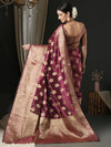 Saree Mall Women's Organza Magenta Woven Design Designer Saree With Blouse Piece-UNATI2001