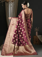 Saree Mall Women's Organza Magenta Woven Design Designer Saree With Blouse Piece-UNATI2001