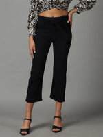 Women's Black Solid Trouser-AL-9045-Black