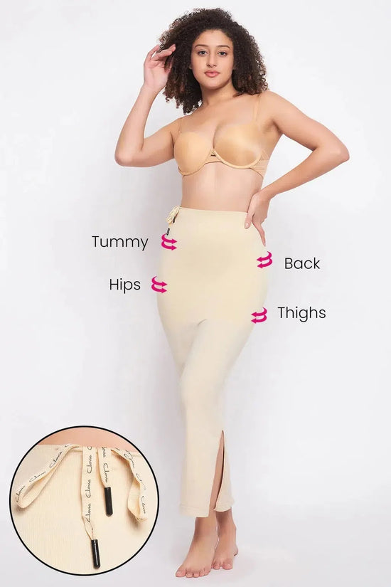 Clovia Saree Shapewear Petticoat with Drawstring in Nude-Colour