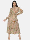 Beige Floral Tiered Midaxi Dress-17177