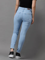 Women's Blue Solid Skinny Fit Denim Jeans-GZ-5161-Blue