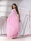 Baby Pink Soft Cotton Saree With Zari Border-MA55CT06500039