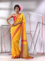 Yellow Cotton Saree With Solid Border-MA55CT06520055