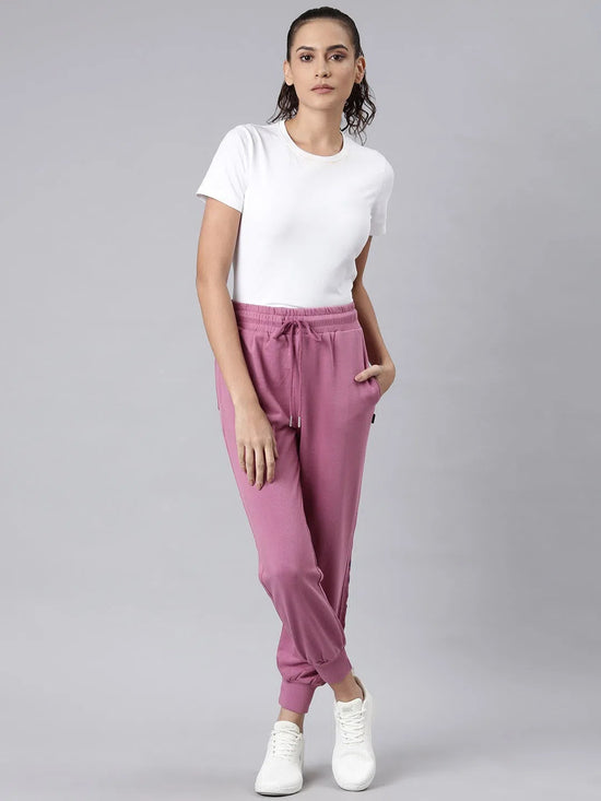 Women Mauve Solid Track Pant-AF-1812-Mauve