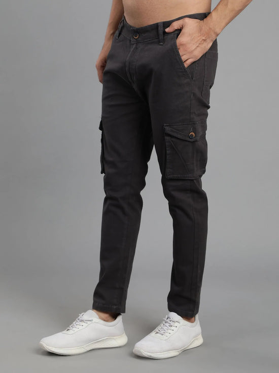 Solid Cargo Pants with 6 pockets-Grey-HC3015-30