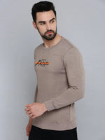 Men Grey Printed Sweatshirt-SCAW-23-Taupe