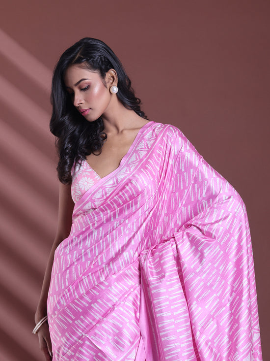 Pink Silk Soft Saree With Texture Print-MA60BSL01400075