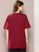 Dillinger Maroon Graphic Oversized T-Shirt-WMNCR473MRN-XS