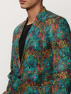 Men Blue Printed Casual Blazers-SOBLZ-080-9-Turquoiseblue