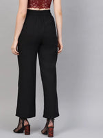 Black Flared Buckle Belted Pant