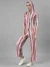 Women Pink Striped Tracksuit-AF-2069-Pink