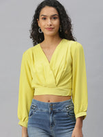 Women's Lime green Solid Crop Tops-AE-10316-Limegreen