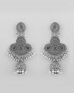 Silver plated Oxidized Contemporary Jhumka Earrings-VOJ374