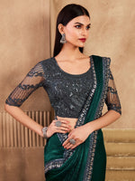 Saree Mall Women's Satin  Green Embellished Designer Saree With Blouse Piece-SRVATN7905