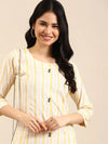 Women's Yellow Striped Straight Kurta-SKC-3351-Yellow