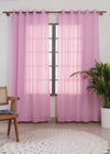 Solid Lavender sheer 100% cotton plain curtain for Living room & bedroom - Light filtering - Pack of 1-230424023