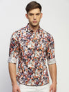 Men White Floral Shirt-PRISM-1696-White