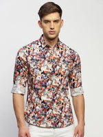 Men White Floral Shirt-PRISM-1696-White