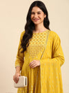 Women's Mustard Printed Kurta Set-BCSK-1478-Mustard