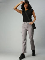 Women's Grey Solid Denim Straight Jeans-LTSF10324-Grey