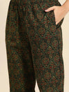 Kurta Pyajama with gota work Green Ajrak Print