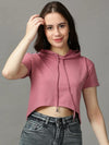 Women's Purple Solid High-Low Crop Top-AE-10516-Mauve