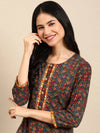 Women's Multicolour Colourblock Kurta Set-GW-1119-Multi