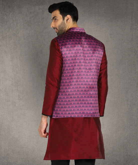 Hangup Men Standard Printed Men's Indian Wear-ST0311275_Pink_PrntNehru