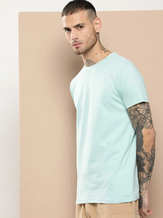 Difference Of Opinion Men's Light Blue Plain T-Shirt