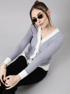 Women Colourblocked Grey Regular Cardigan-SNC-8895-Grey