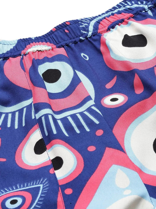 Shirt Pyjama nightwear set in Blue Evil Eye Print