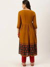 Women's Mustard Printed A-Line Kurtas-GW-2639-Mustard