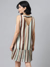 Multi Striped Lurex Pleated Dress