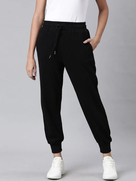 Women Black Solid Track Pant-AF-1812-Black