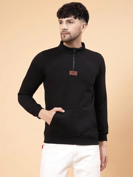 Rigo Zip-Up Neck Fleece Sweatshirt-SW09211101-L