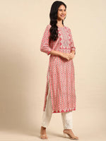 Women's Pink Printed Kurta Set-GW-2953-Pink