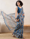 Ahika Women Blue Linen Abstract Printed Saree-VFSAR1014