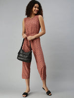 Women's Brown Geometrical Jumpsuit-AE-9890-Brown