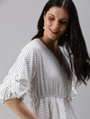 Women's White Polka Dots Top-SH-7162-White