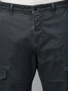 Genips Men's Dark Grey Cotton Stretch Bahamas Cargo Fit Solid Cargo