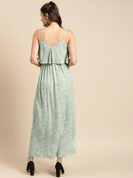 Printed Maxi with Flare yoke in Powder Blue