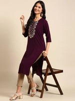 Women's Purple Printed Straight Kurta-SKC-812-Violet